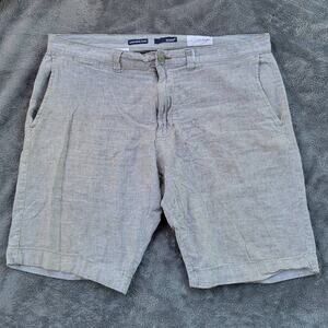 Bruno Mens Linen Shorts Green Size 38